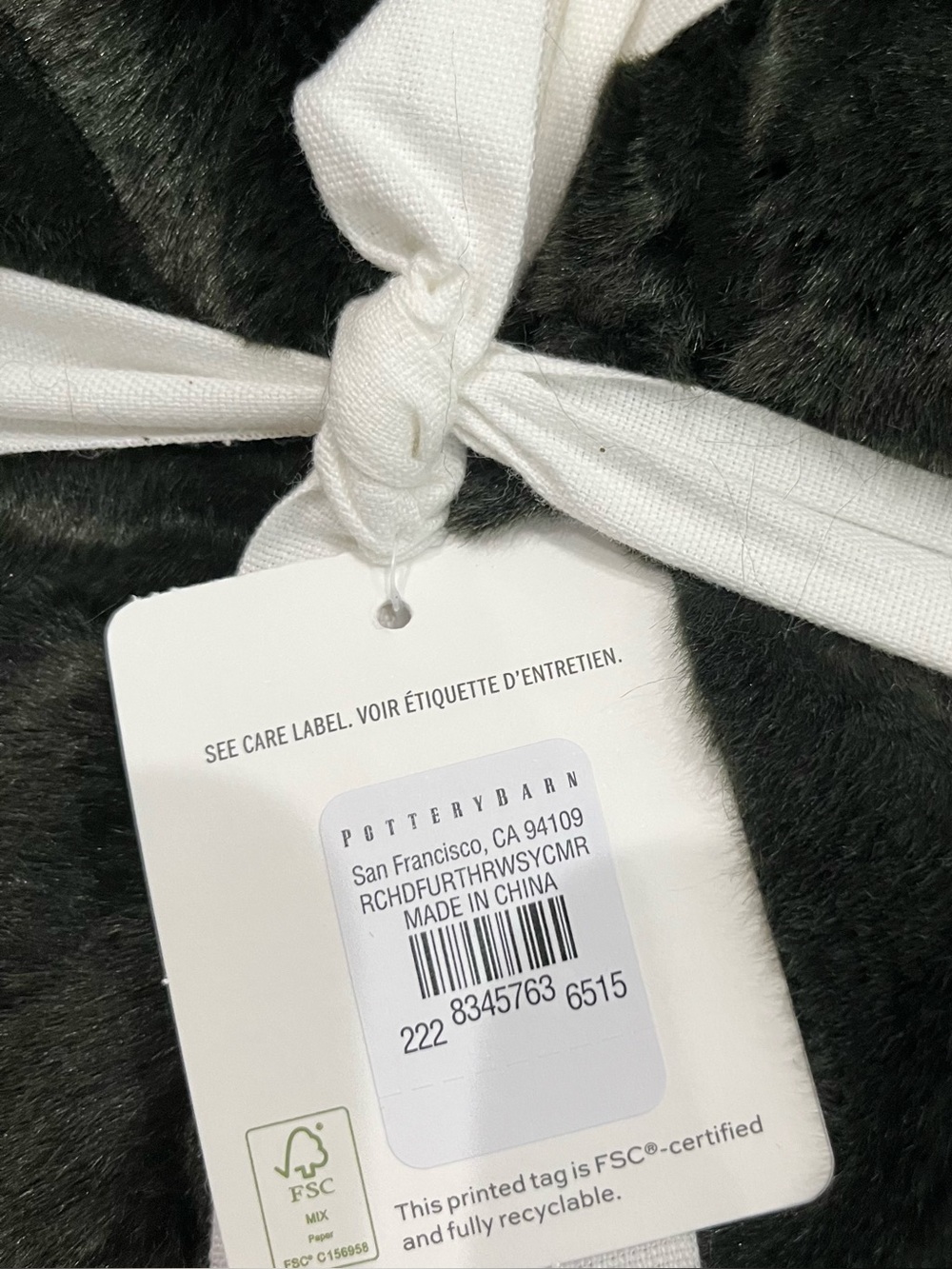 Pottery Barn Ruched Faux Fur Throw Blanket Sycamore Green 50x60 NWT Luxury - Picture 6 of 9